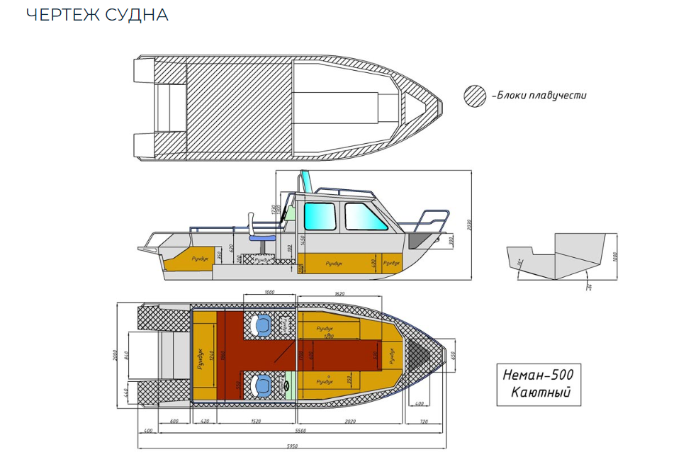 Алюминиевый катер Неман-500 (каютный) в Чебоксарах