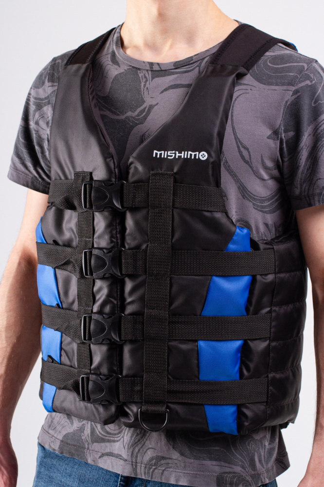 Жилет спасательный MISHIMO PRO Премиум качества Черно-синий в Чебоксарах