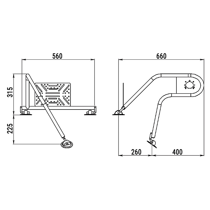 Стойка рулевая с креплением на баллон надувной лодки 25мм в Чебоксарах