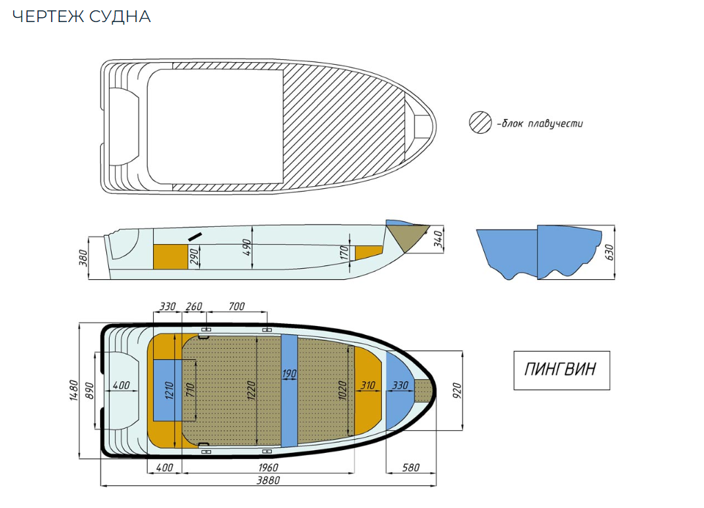 Стеклопластиковая лодка Пингвин (тримаран) в Чебоксарах