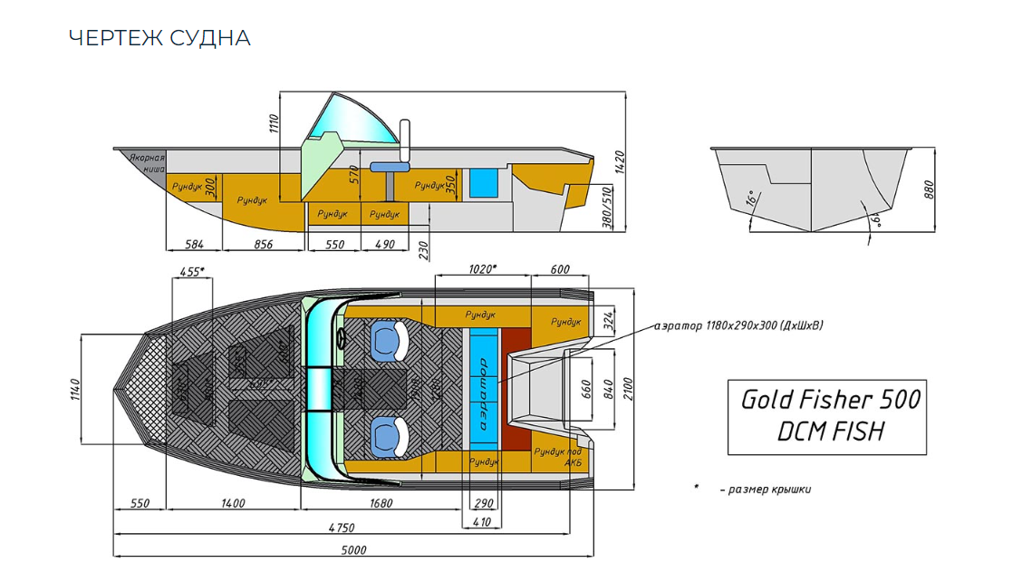 Алюминиевый катер Gold Fisher 500 DCM FISH в Чебоксарах