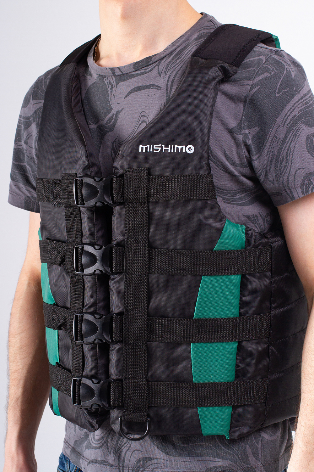 Жилет спасательный MISHIMO PRO Премиум качества Черно-зеленый в Чебоксарах