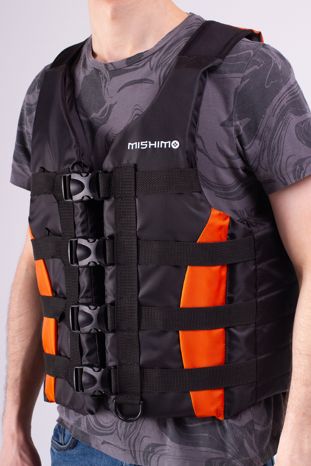 Жилет спасательный MISHIMO PRO Премиум качества Черно-оранжевый в Чебоксарах