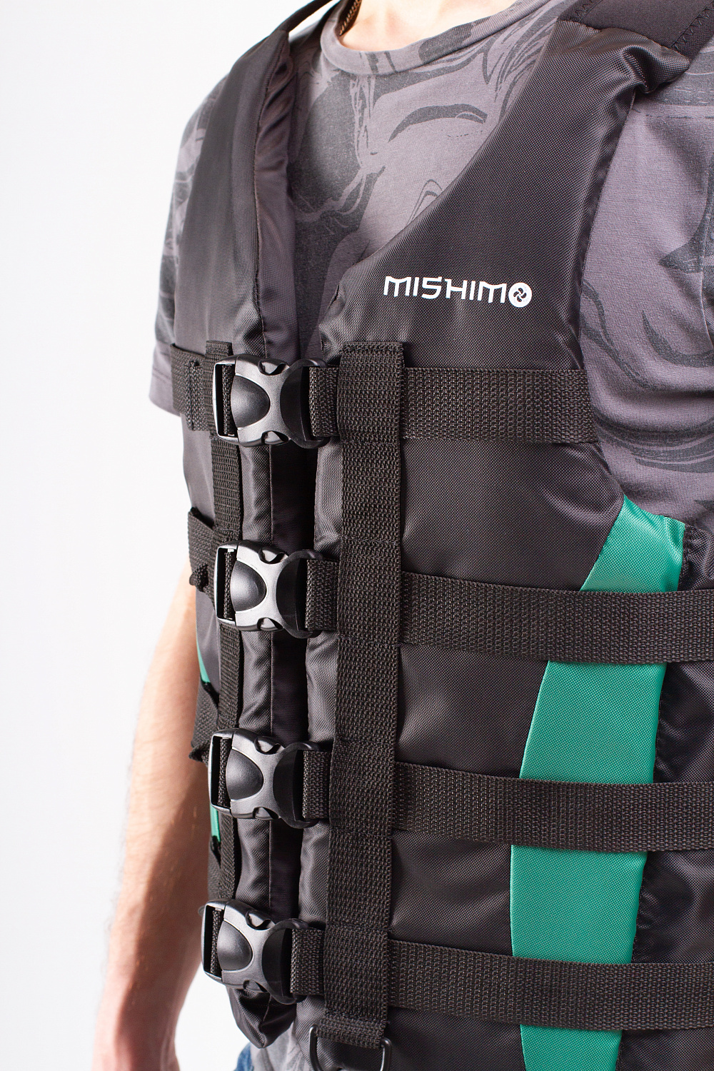 Жилет спасательный MISHIMO PRO Премиум качества Черно-зеленый в Чебоксарах