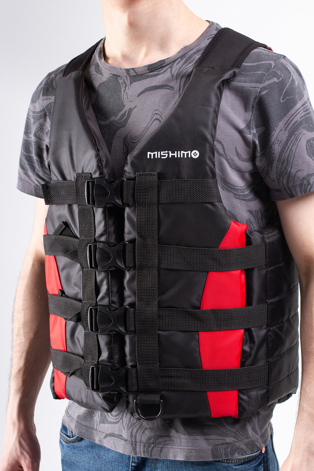 Жилет спасательный MISHIMO PRO Премиум качества Черно-красный в Чебоксарах